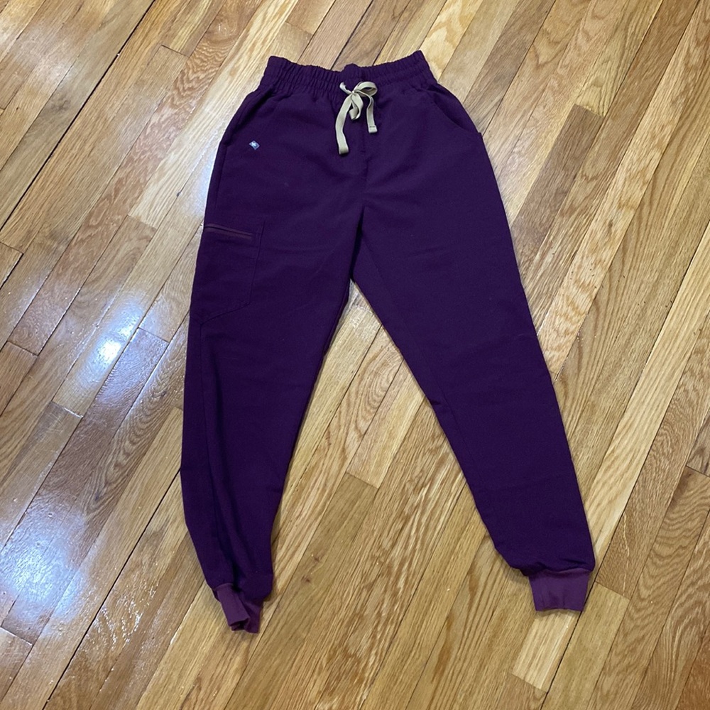Figs purple high waisted jogger scrub bottoms